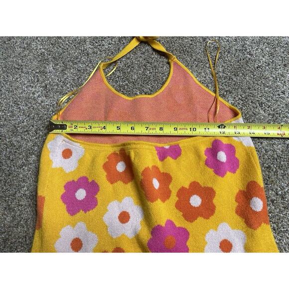 Willow & Wind Bohemian Hippie Floral Yellow Pink Dress Halter Sweater Medium - Picture 8 of 9